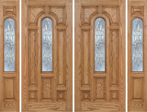 WDMA 108x80 Door (9ft by 6ft8in) Exterior Oak Carrick Double Door/2side w/ L Glass - 6ft8in Tall 1