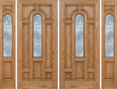WDMA 108x80 Door (9ft by 6ft8in) Exterior Oak Carrick Double Door/2side w/ L Glass - 6ft8in Tall 1