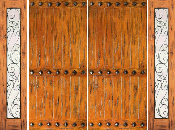 WDMA 108x80 Door (9ft by 6ft8in) Exterior Knotty Alder Prehung Double Door with Two Sidelights Front  1