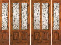 WDMA 108x80 Door (9ft by 6ft8in) Exterior Knotty Alder Double Door with Two Sidelights Entry Alder Twin Lite 1