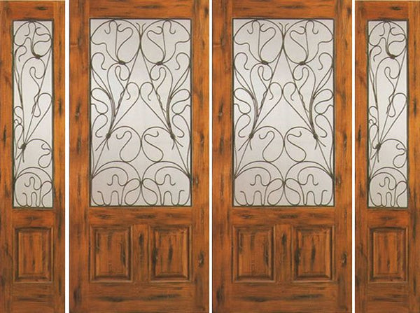 WDMA 108x80 Door (9ft by 6ft8in) Exterior Knotty Alder Entry Double Door with Two Sidelights 2/3 Lite 1
