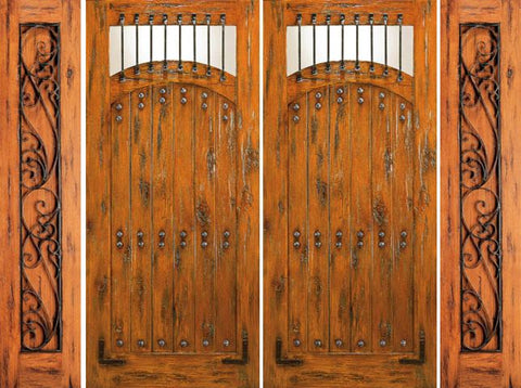 WDMA 108x80 Door (9ft by 6ft8in) Exterior Knotty Alder Entry Prehung Double Door with Two Sidelights  1