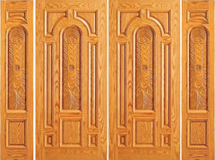 WDMA 108x84 Door (9ft by 7ft) Exterior Mahogany Prehung Entry Double Door 2 Sidelights Carved 8 Panel 1