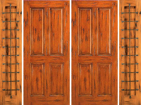 WDMA 108x96 Door (9ft by 8ft) Exterior Knotty Alder Entry Prehung Double Door with Two Sidelights 4-Panel 1