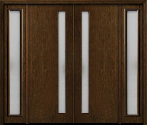WDMA 108x96 Door (9ft by 8ft) Exterior Cherry 96in Contemporary One Vertical Lite Double Fiberglass Entry Door Sidelights 1