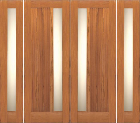 WDMA 108x96 Door (9ft by 8ft) Exterior Tropical Hardwood Contemporary Double Door Two Sidelights Insulated Matte Glass 1
