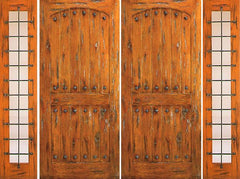 WDMA 108x96 Door (9ft by 8ft) Exterior Knotty Alder Prehung Double Door with Two Side lights  1