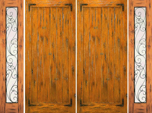 WDMA 108x96 Door (9ft by 8ft) Exterior Knotty Alder Double Door with Two Sidelights Pre-hung  1