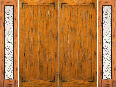 WDMA 108x96 Door (9ft by 8ft) Exterior Knotty Alder Double Door with Two Sidelights Pre-hung  1