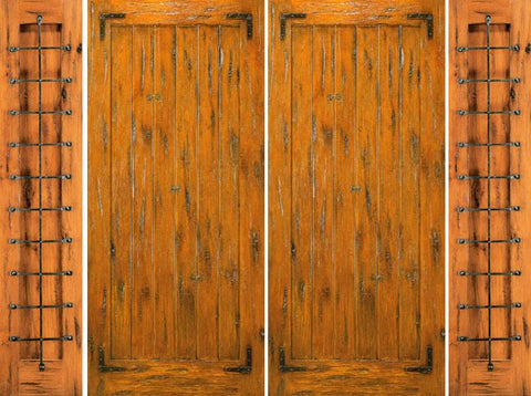 WDMA 108x96 Door (9ft by 8ft) Exterior Knotty Alder Pre-hung Double Door with Two Sidelights 1
