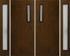 WDMA 112x80 Door (9ft4in by 6ft8in) Exterior Cherry Contemporary One Slim Vertical Lite Double Entry Door Sidelights 1
