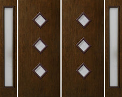 WDMA 112x80 Door (9ft4in by 6ft8in) Exterior Cherry Contemporary Three Center Lite Double Entry Door Sidelights 1