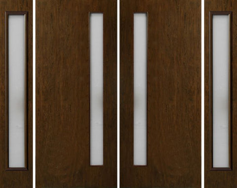WDMA 112x80 Door (9ft4in by 6ft8in) Exterior Cherry Contemporary One Vertical Lite Double Entry Door Sidelights 1