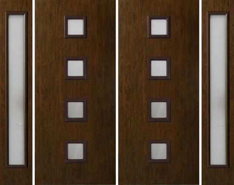 WDMA 112x80 Door (9ft4in by 6ft8in) Exterior Cherry Contemporary Four Square Lite Double Entry Door Sidelights 1