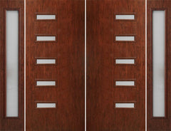 WDMA 112x80 Door (9ft4in by 6ft8in) Exterior Cherry Contemporary Modern 5 Lite Double Entry Door Sidelights FC595 1