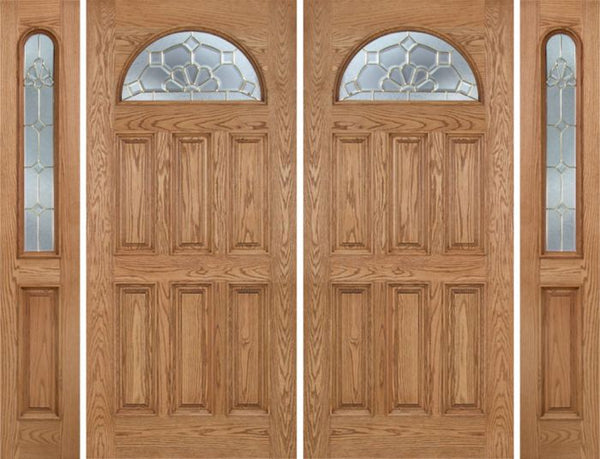 WDMA 112x80 Door (9ft4in by 6ft8in) Exterior Oak Merritt Double Door/2side w/ A Glass 1