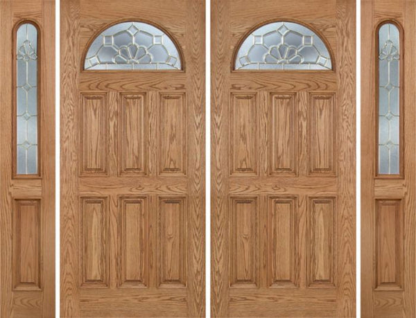 WDMA 112x80 Door (9ft4in by 6ft8in) Exterior Oak Merritt Double Door/2side w/ A Glass 1