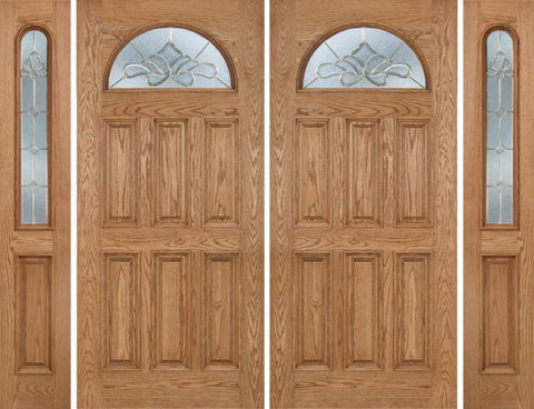 WDMA 112x80 Door (9ft4in by 6ft8in) Exterior Oak Merritt Double Door/2side w/ BO Glass 1