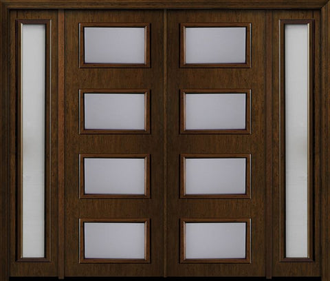 WDMA 112x96 Door (9ft4in by 8ft) Exterior Cherry 96in Contemporary Four Lite Double Fiberglass Entry Door Sidelights 1