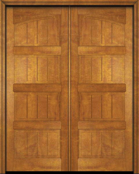 WDMA 120x80 Door (10ft by 6ft8in) Interior Swing Mahogany 4 Panel V-Grooved Plank Rustic-Old World Exterior or Double Door 1