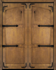 WDMA 120x84 Door (10ft by 7ft) Exterior Barn Mahogany Arch Top 2 Panel Rustic-Old World Home Style or Interior Double Door with Corner Straps / Straps 2