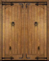 WDMA 120x96 Door (10ft by 8ft) Exterior Barn Mahogany Arch Panel Rustic V-Grooved Plank or Interior Double Door with Corner Straps / Straps 2