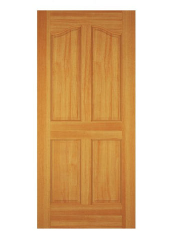 WDMA 12x80 Door (1ft by 6ft8in) Exterior Swing Poplar Wood 4 Panel Arch Panel Single Door 1