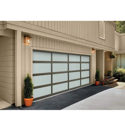 WDMA 16x7 Automatic Galvanized Steel Flap Style Frosted Glass Garage Door Prices Remote Control