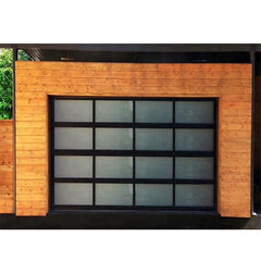 China WDMA 16x7 Automatic Galvanized Steel Flap Style Frosted Glass Garage Door Prices Remote Control