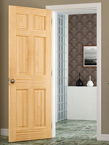 WDMA 18x80 Door (1ft6in by 6ft8in) Interior Swing Pine 80in 6 Panel Clear Single Door 2