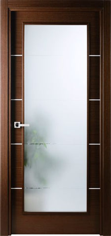 WDMA 18x80 Door (1ft6in by 6ft8in) Interior Pocket Wenge Single Door w Frosted Glass Decorative Strips 1