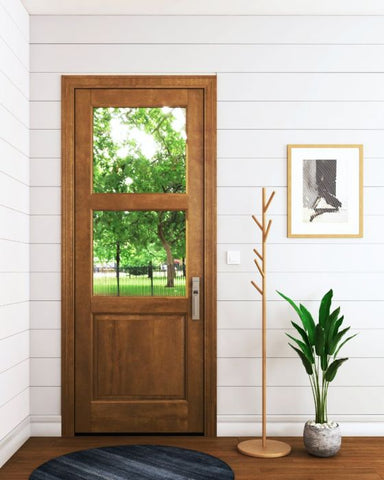 WDMA 18x80 Door (1ft6in by 6ft8in) Interior Barn Mahogany 2 Lite Over Raised Panel Exterior or Single Door 1