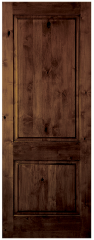 WDMA 18x96 Door (1ft6in by 8ft) Interior Barn Knotty Alder 96in 2 Panel Square Single Door 1-3/8in Thick KW-305 1