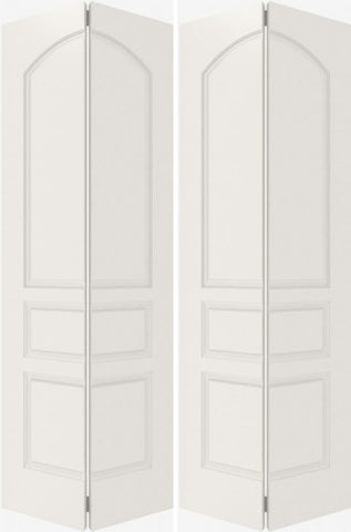 WDMA 20x80 Door (1ft8in by 6ft8in) Interior Bifold Smooth 3020 MDF 3 Panel Arch Panel Double Door 2