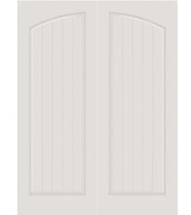 WDMA 20x80 Door (1ft8in by 6ft8in) Interior Barn Smooth SV1060 MDF PLANK/V-GROOVE 1 Panel Arch Panel Double Door 1