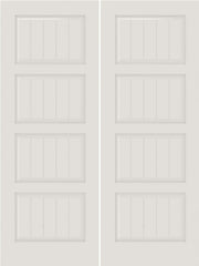 WDMA 20x80 Door (1ft8in by 6ft8in) Interior Barn Smooth SV4100 MDF PLANK/V-GROOVE 4 Panel Double Door 1