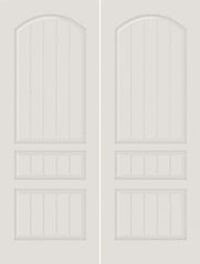 WDMA 20x80 Door (1ft8in by 6ft8in) Interior Barn Smooth SV3020 MDF PLANK/V-GROOVE 3 Panel Arch Panel Double Door 1