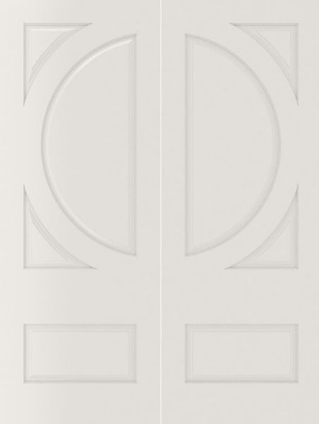 WDMA 20x80 Door (1ft8in by 6ft8in) Interior Swing Smooth 4130 MDF Pair 4 Panel Circle Double Door 1