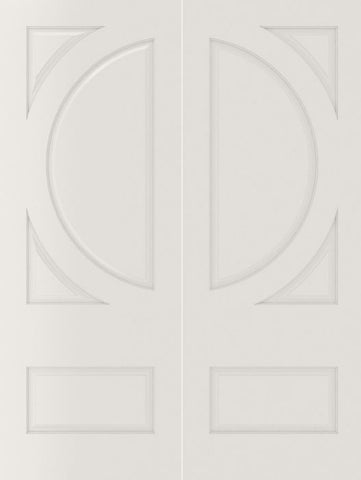 WDMA 20x80 Door (1ft8in by 6ft8in) Interior Swing Smooth 4130 MDF Pair 4 Panel Circle Double Door 1