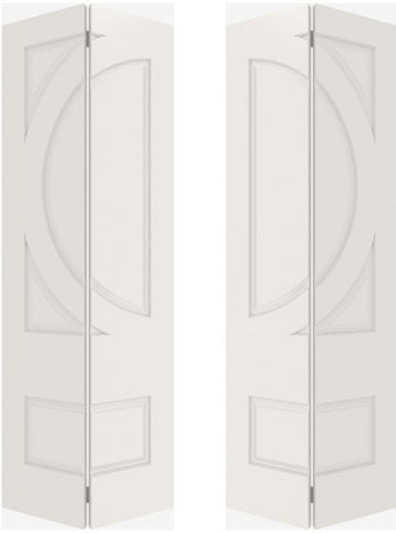 WDMA 20x80 Door (1ft8in by 6ft8in) Interior Swing Smooth 4130 MDF Pair 4 Panel Circle Double Door 2