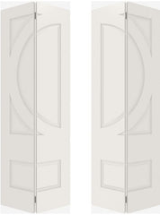WDMA 20x80 Door (1ft8in by 6ft8in) Interior Swing Smooth 4130 MDF Pair 4 Panel Circle Double Door 2