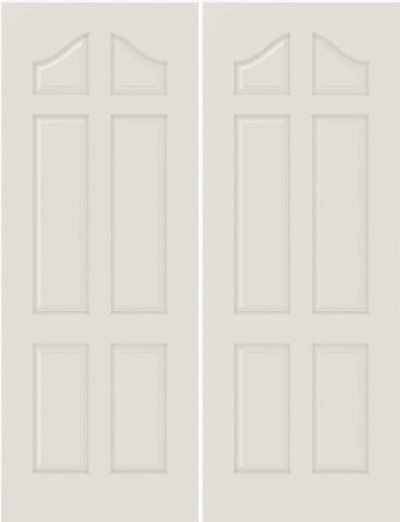 WDMA 20x80 Door (1ft8in by 6ft8in) Interior Barn Smooth 6050 MDF 6 Panel Arch Panel Double Door 1