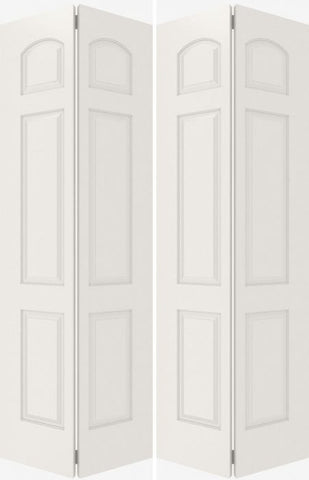 WDMA 20x80 Door (1ft8in by 6ft8in) Interior Bypass Smooth 6030 MDF 6 Panel Arch Panel Double Door 2
