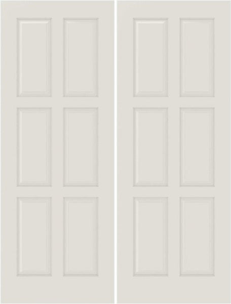 WDMA 20x80 Door (1ft8in by 6ft8in) Interior Bifold Smooth 6110 MDF 6 Panel Double Door 1
