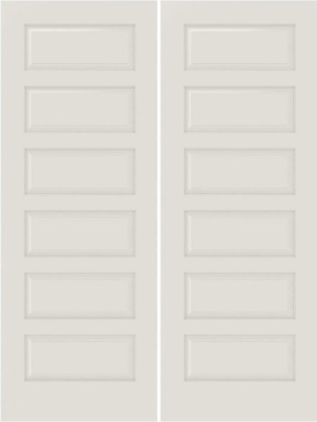 WDMA 20x80 Door (1ft8in by 6ft8in) Interior Bifold Smooth 6100 MDF 6 Panel Double Door 1