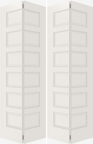 WDMA 20x80 Door (1ft8in by 6ft8in) Interior Bifold Smooth 6100 MDF 6 Panel Double Door 2