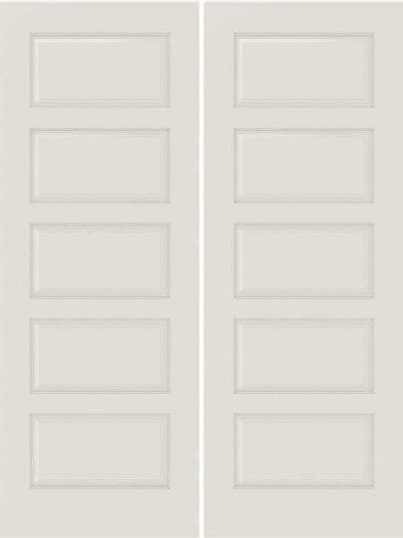 WDMA 20x80 Door (1ft8in by 6ft8in) Interior Bypass Smooth 5100 MDF 5 Panel Double Door 1