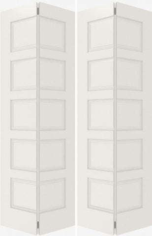 WDMA 20x80 Door (1ft8in by 6ft8in) Interior Bypass Smooth 5100 MDF 5 Panel Double Door 2