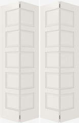 WDMA 20x80 Door (1ft8in by 6ft8in) Interior Bypass Smooth 5100 MDF 5 Panel Double Door 2