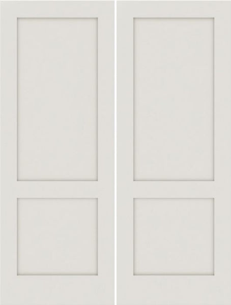 WDMA 20x80 Door (1ft8in by 6ft8in) Interior Swing Smooth 2010 MDF 2 Panel Shaker Double Door 1